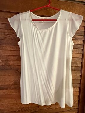 White Flutter Sleeve Women's Top